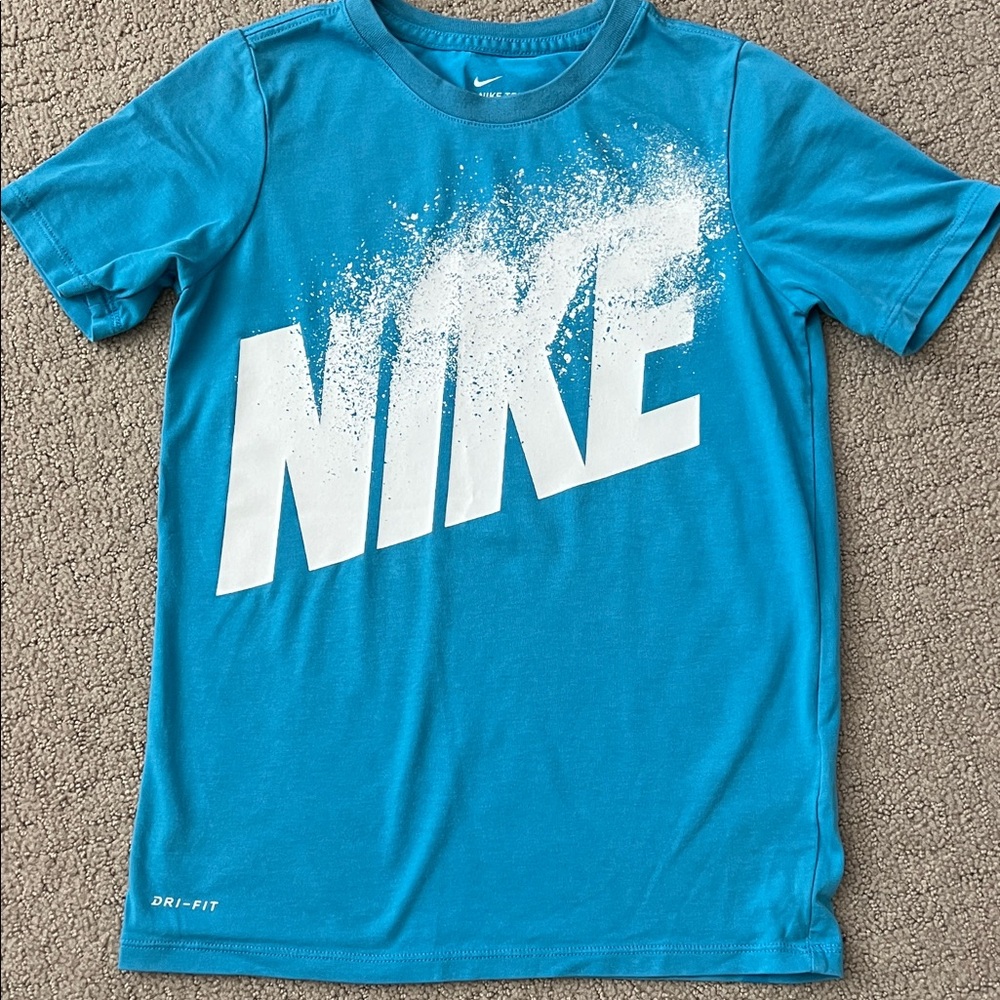 Nike Kids Blue Dri-FIT Tee with White Logo